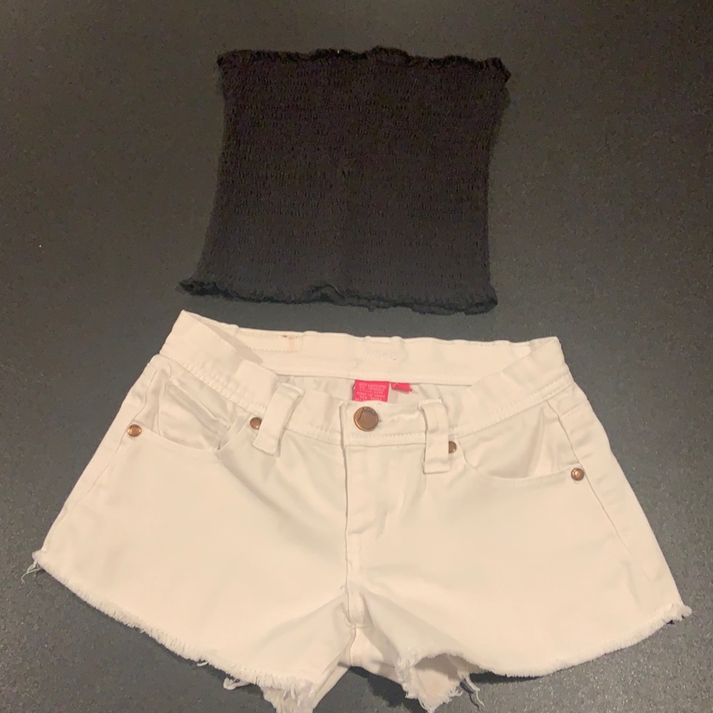 Girls Strapless Top and Jean Shorts